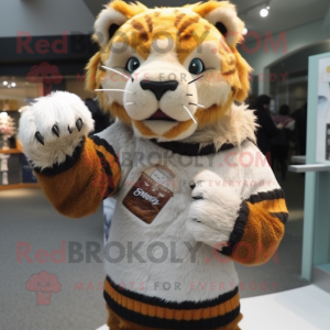 nan Saber-Toothed Tiger mascot costume character dressed with a Sweater and Cummerbunds