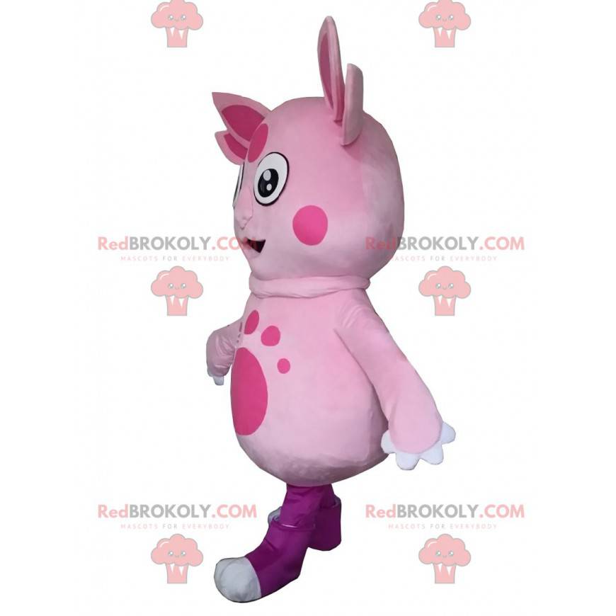 Mascote Luntik, famoso personagem de desenho animado rosa -