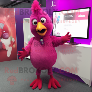 Magenta Hens mascot costume character dressed with a Trousers and Lapel pins