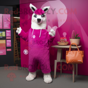 Magenta lama maskot kostume...