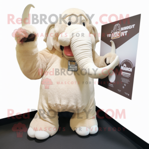 Cream Mammoth mascot costume character dressed with a Cover-up and Clutch bags