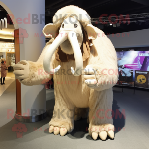 Cream Mammoth mascot costume character dressed with a Cover-up and Clutch bags