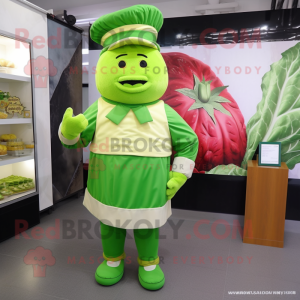 Green Corned Beef And Cabbage mascot costume character dressed with a Jumpsuit and Gloves