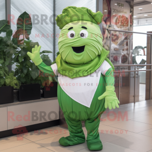 Green Corned Beef And Cabbage mascot costume character dressed with a Jumpsuit and Gloves