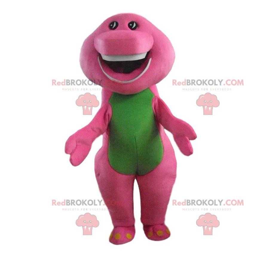 Rosa og grønn dinosaur-maskot, fargerik draktdragt - Rosa og grønn dinosaur-maskot, fargerik draktdragt -