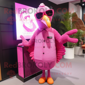 Roze kalkoen mascotte...