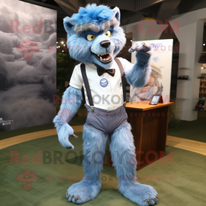 Sky Blue Werewolf maskot...