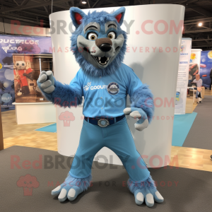 Sky Blue Werewolf mascotte...
