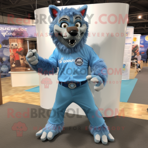 Sky Blue Werewolf maskot...