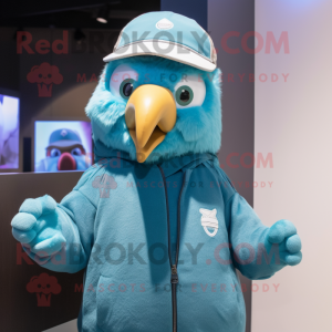 Cyan Falcon maskot kostume...