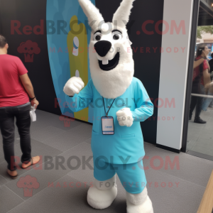 Cyan Lama maskot kostym...