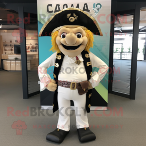Cream Pirate mascot costume character dressed with a Chinos and Hair clips