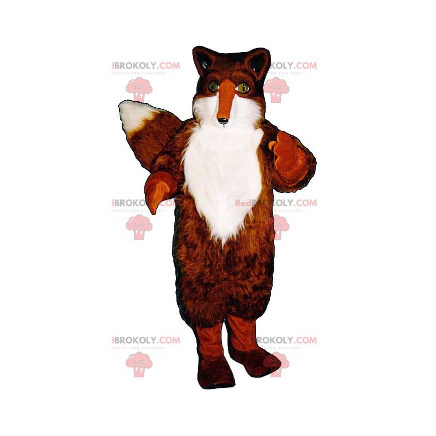 Maskot oranžová a bílá liška se zelenýma očima - Redbrokoly.com Maskot oranžová a bílá liška se zelenýma očima - Redbrokoly.com