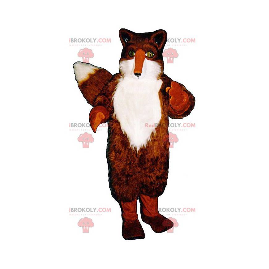 Orange and white fox mascot with green eyes - Redbrokoly.com