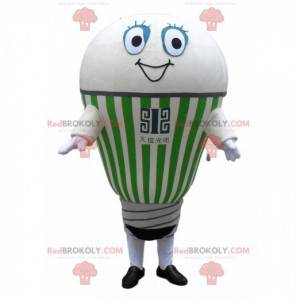 Gigantisk hvit og grønn pære maskot smilende - Redbrokoly.com