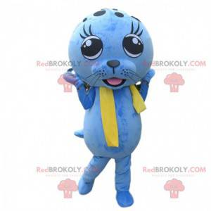 Mascotte leone marino blu, costume leone marino, mascotte blu -