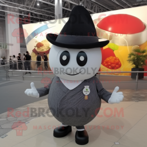 Gray Shakshuka mascot costume character dressed with a Suit and Berets