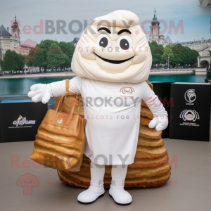 Hvit Croissant maskot drakt...