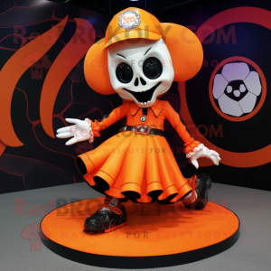 Orange Skull maskot kostume...