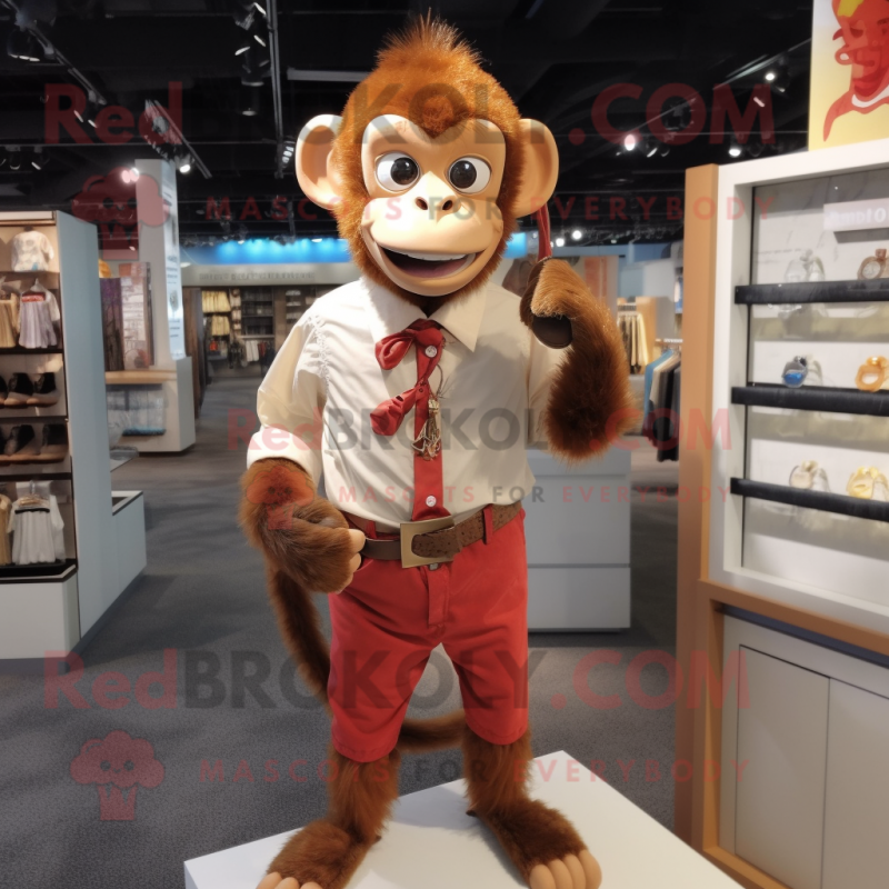 Rust Monkey mascot costume character dressed with a Dress Shirt and Earrings