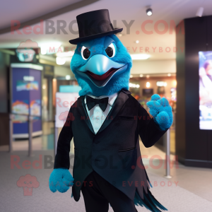 Cyan Crow maskot kostym...