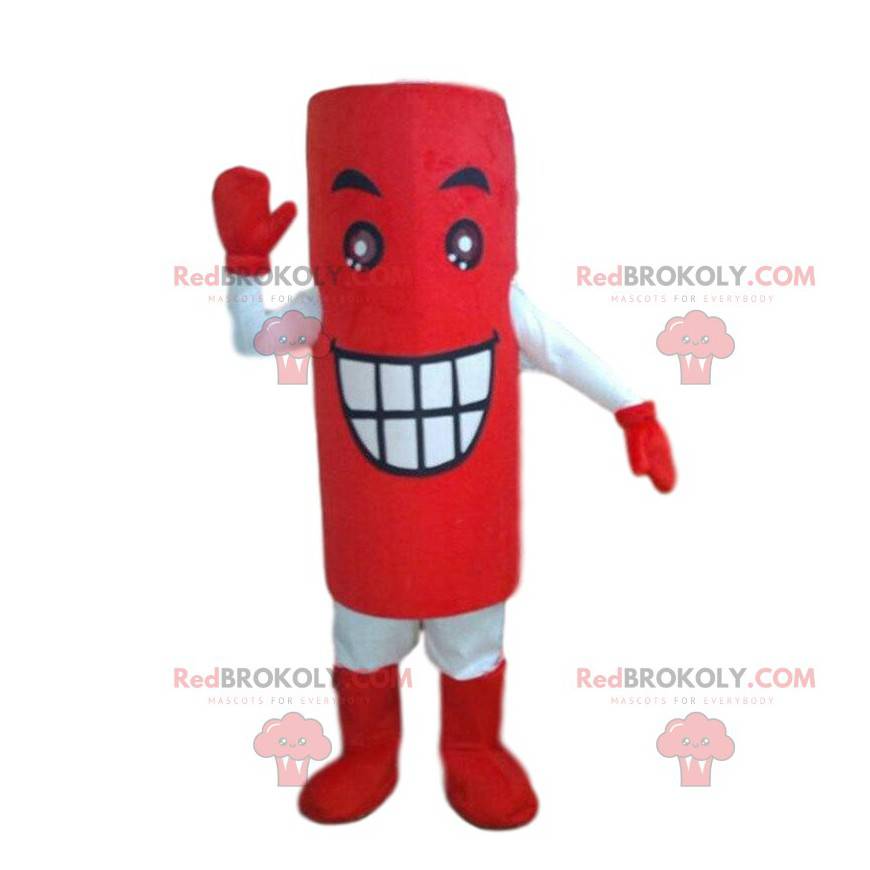 Gigantyczna czerwona maskotka baterii, kostium baterii -