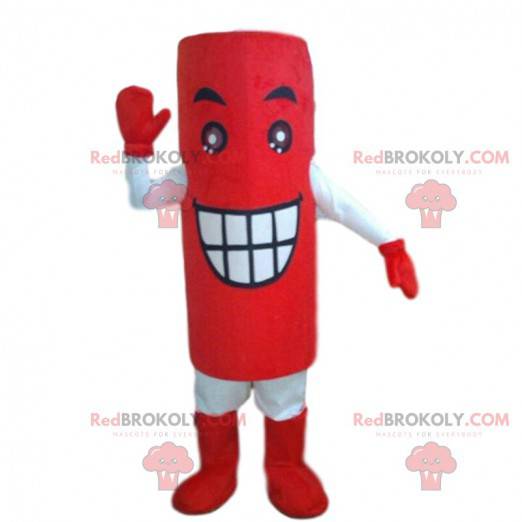 Kæmpe rødt batterimaskot, batteridragt - Redbrokoly.com