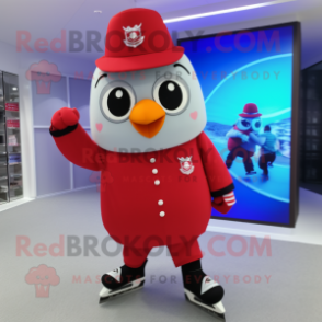 Red Pair Of Ice Skates mascot costume character dressed with a Suit and Keychains