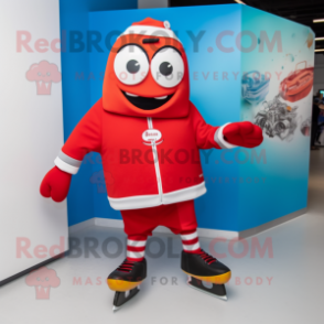 Red Pair Of Ice Skates mascot costume character dressed with a Suit and Keychains