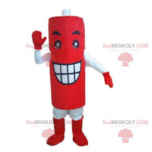 Gigantisk rød batterimaskot, batteridrakt - Redbrokoly.com