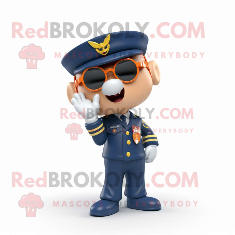 Navy Arrow Of Love mascot costume character dressed with a Cargo Pants and Necklaces Navy Arrow Of Love mascot costume character dressed with a Cargo Pants and Necklaces