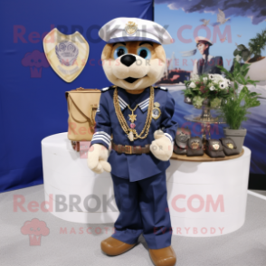 Navy Arrow Of Love mascot costume character dressed with a Cargo Pants and Necklaces