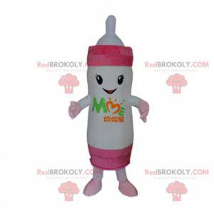 Mascote gigante da mamadeira branca e rosa, fantasia de bebê -