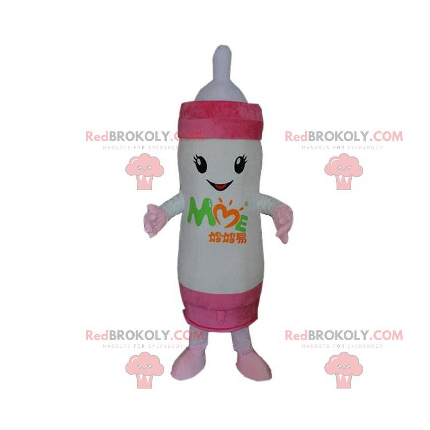 Mascote gigante da mamadeira branca e rosa, fantasia de bebê - Mascote gigante da mamadeira branca e rosa, fantasia de bebê -