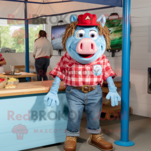 Red Pulled Pork Sandwich mascot costume character dressed with a Chambray Shirt and Keychains