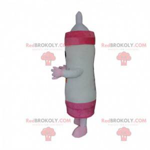 Giant white and pink baby bottle mascot, baby costume -