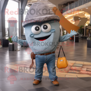 Gray Tacos mascot costume character dressed with a Boyfriend Jeans and Handbags