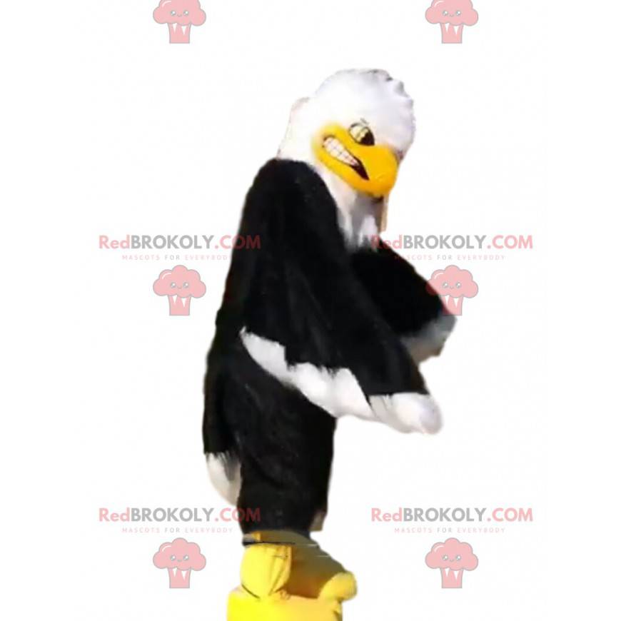 Schwarzes, weißes und gelbes Adlermaskottchen, Geierkostüm - Schwarzes, weißes und gelbes Adlermaskottchen, Geierkostüm -