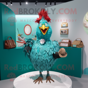 Turquoise Rooster mascotte...