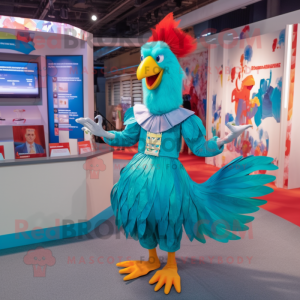 Turquoise Rooster mascotte...