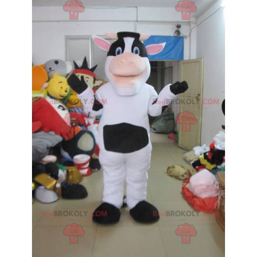Mascotte de vache blanche et noire - Redbrokoly.com