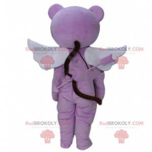 Mascotte teddybeer met vleugels en een strik, Cupido-kostuum -