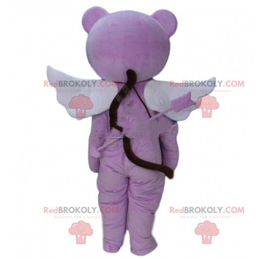 Mascotte orsacchiotto con ali e fiocco, costume Cupido -
