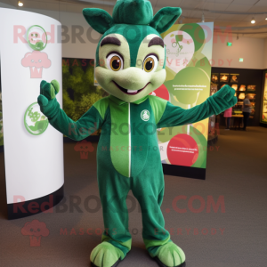 Forest Green Acrobat mascot costume character dressed with a Polo Shirt and Bracelets