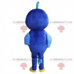 Mascotte uccello blu e giallo, costume da uccello peluche -