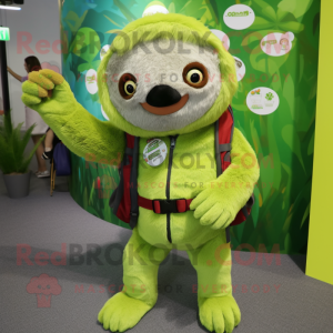 Lime Green Sloth mascotte...