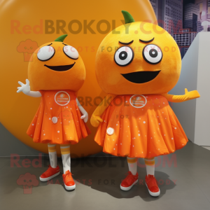 Orange Orange mascot costume character dressed with a Mini Skirt and Brooches