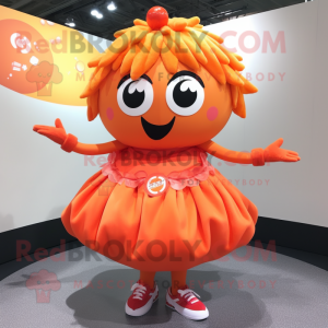 Orange Orange mascot costume character dressed with a Mini Skirt and Brooches