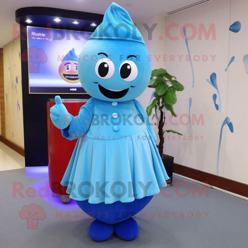 Sky Blue Plum mascot costume character dressed with a Pencil Skirt and Caps Sky Blue Plum mascot costume character dressed with a Pencil Skirt and Caps