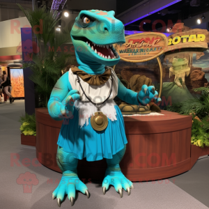 Turquoise T Rex mascotte...